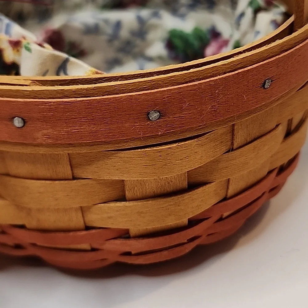 Longaberger Mothers Day Handwoven 1998 Basket Natural Brown W/ Floral Liner